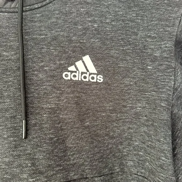 ADIDAS MEN'S GRAY & DARK GRAY HOODIE THREE -STRIPES ON THE CUFFS, L (LARGE) - Picture 5 of 13